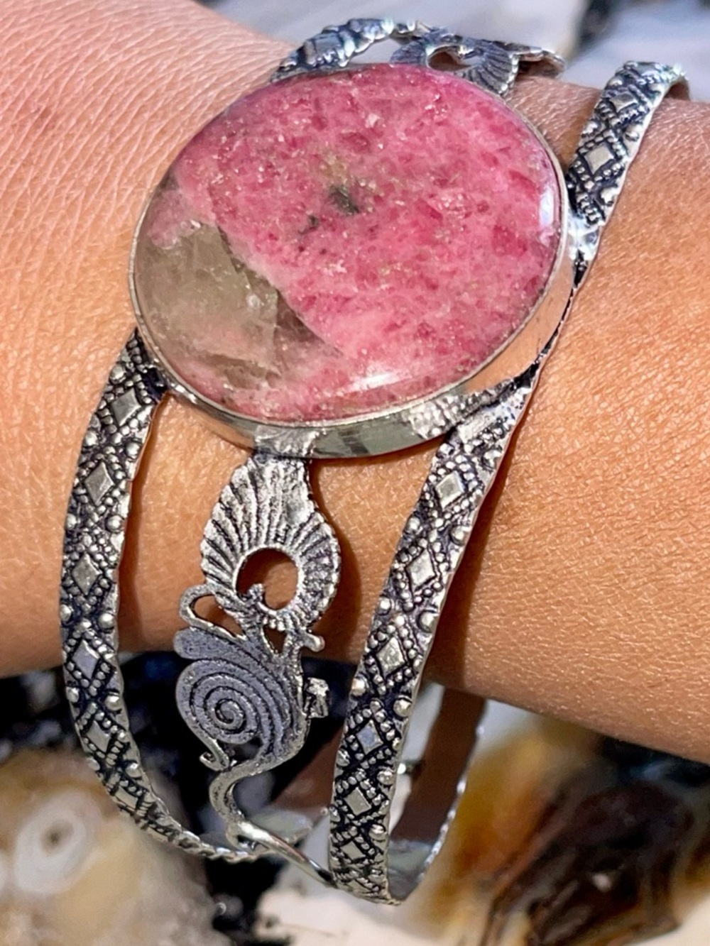 Rhodonite “The First Aid Stone” Cuff Bracelet - One Size